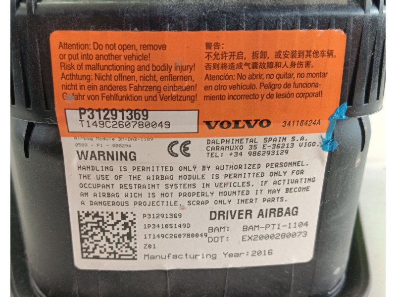 Recambio de airbag delantero izquierdo para volvo v40 hatchback (525) d2 referencia OEM IAM   