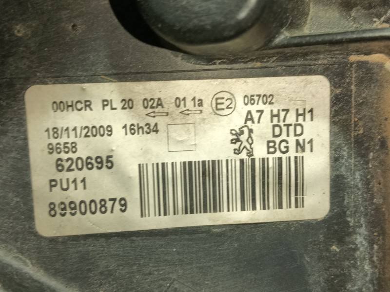 Recambio de faro derecho para peugeot 207/207+ (wa_, wc_) 1.6 hdi referencia OEM IAM 620695 89900879 