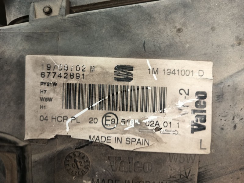 Recambio de faro izquierdo para seat toledo ii (1m2) 1.9 tdi referencia OEM IAM 1M1941015  