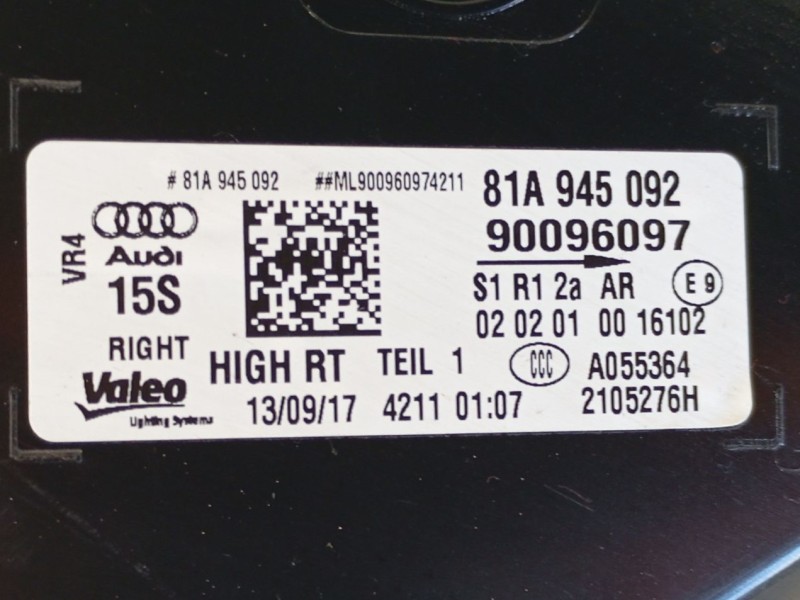 Recambio de piloto trasero derecho para audi q2 (gab, gag) 1.6 tdi referencia OEM IAM 81A945092B  