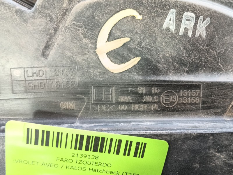 Recambio de faro izquierdo para chevrolet aveo / kalos hatchback (t250, t255) 1.4 referencia OEM IAM   