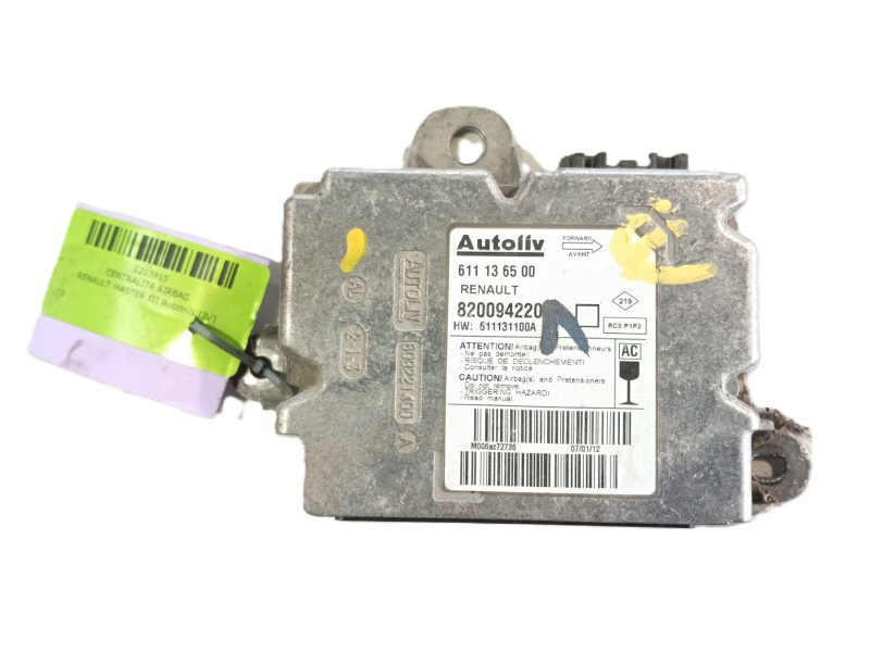 Recambio de centralita airbag para renault master iii autobús (jv) 2.3 dci 125 fwd (jv0c, jv0d, jv0h, jv0g, jv0j) referencia OEM