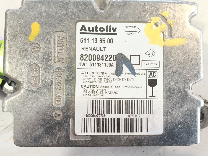 Recambio de centralita airbag para renault master iii autobús (jv) 2.3 dci 125 fwd (jv0c, jv0d, jv0h, jv0g, jv0j) referencia OEM