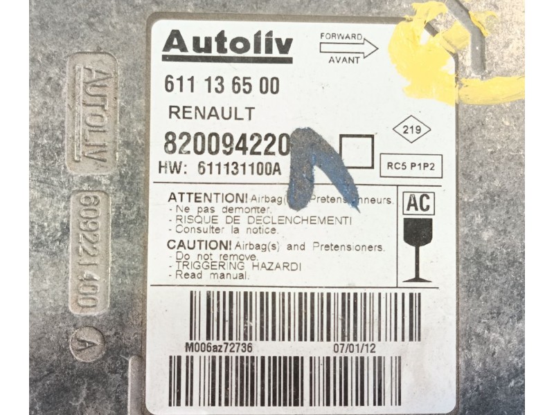 Recambio de centralita airbag para renault master iii autobús (jv) 2.3 dci 125 fwd (jv0c, jv0d, jv0h, jv0g, jv0j) referencia OEM