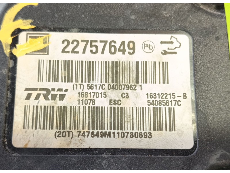 Recambio de abs para opel insignia a sedán (g09) 2.0 cdti (69) referencia OEM IAM 0 / 22757652  