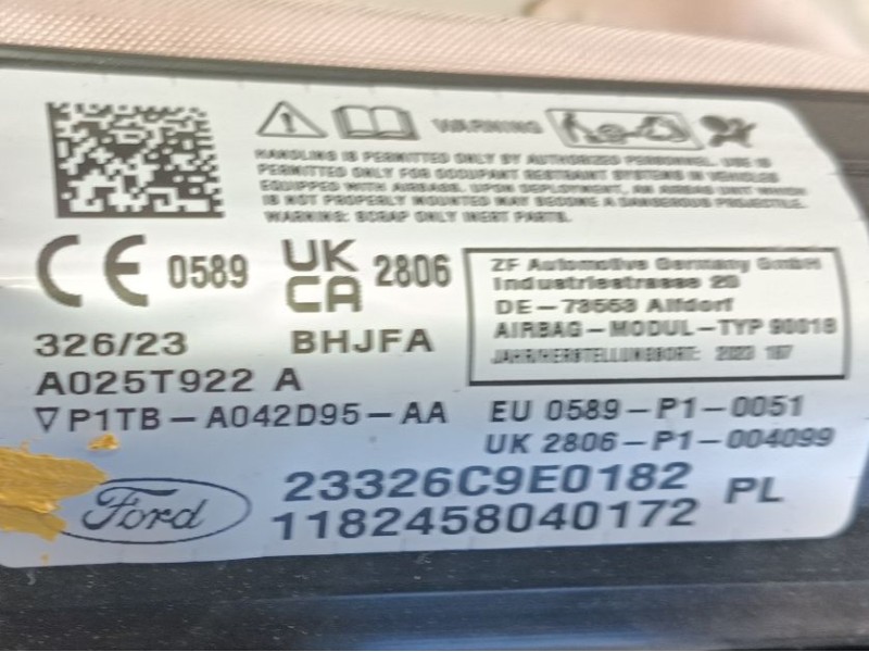 Recambio de airbag cortina delantero izquierdo para ford puma (j2k, cf7) 1.0 ecoboost referencia OEM IAM 2632471 P1TBA042D95AA 