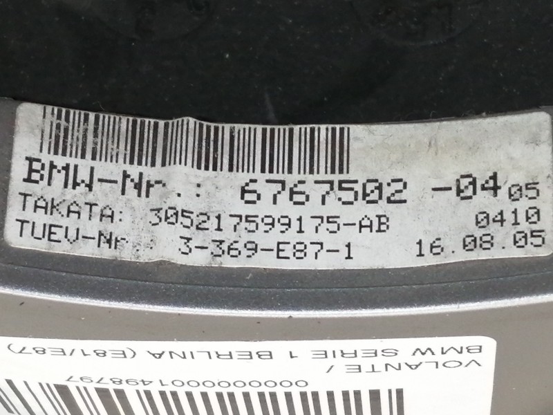 Recambio de volante para bmw serie 1 berlina (e81/e87) 116i referencia OEM IAM 3369E871 CON DESGASTE 676750204 305217599175AB