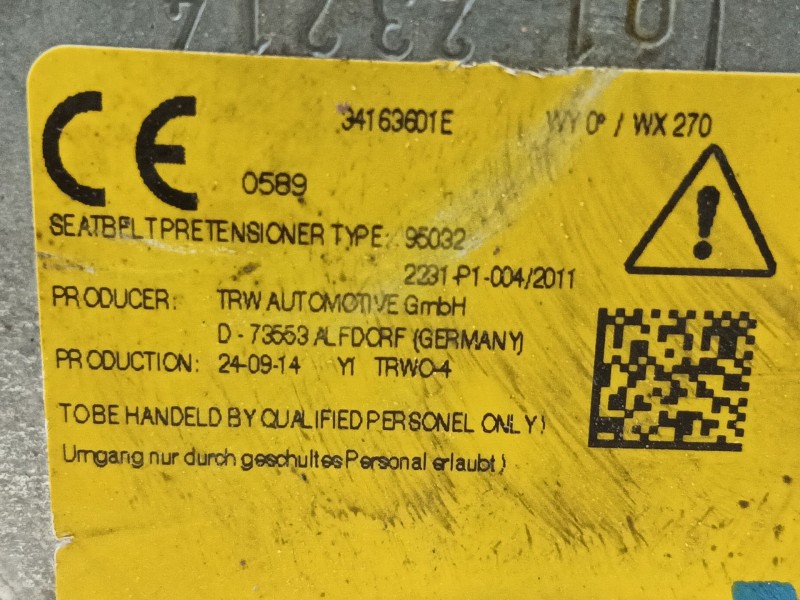 Recambio de cinturon seguridad trasero derecho para mercedes-benz clase c (w205) c 180 bluetec / d (205.036) referencia OEM IAM 