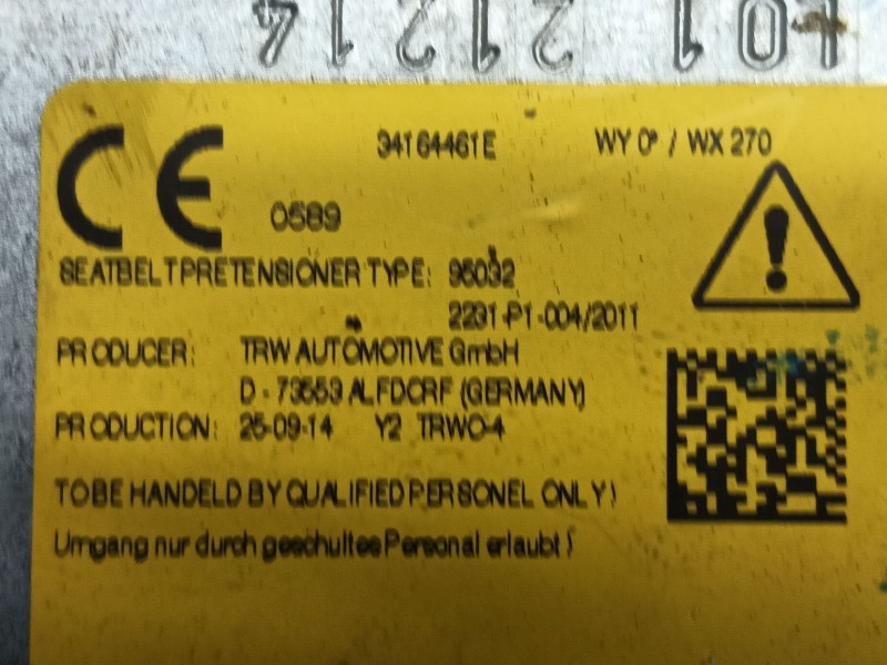 Recambio de cinturon seguridad trasero izquierdo para mercedes-benz clase c (w205) c 180 bluetec / d (205.036) referencia OEM IA
