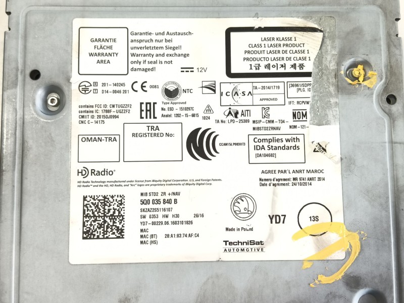 Recambio de sistema audio / radio cd para skoda fabia iii (nj3) 1.2 tsi referencia OEM IAM   