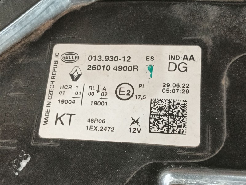 Recambio de faro derecho para renault captur ii (hf_) tce 140 (hfn0) referencia OEM IAM 260104900R 01393012 