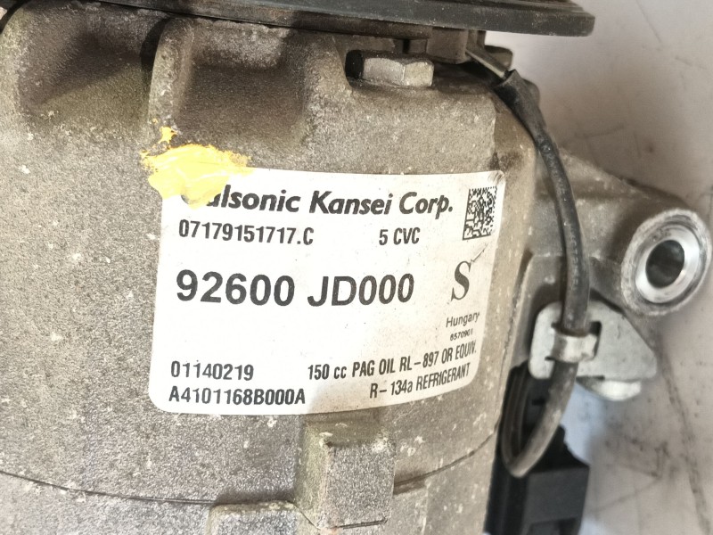 Recambio de compresor aire acondicionado para nissan qashqai i (j10, nj10) 1.6 referencia OEM IAM 92610JD00A  