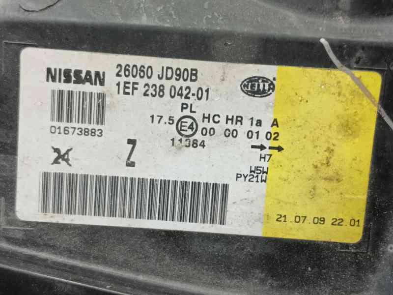 Recambio de faro izquierdo para nissan qashqai i (j10, nj10) 1.6 referencia OEM IAM 26060JD90A 1EF23804201 