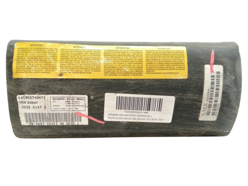 Recambio de airbag delantero derecho para mercedes-benz clase e (w210) berlina referencia OEM IAM 2108602205 30325147B MB0007002
