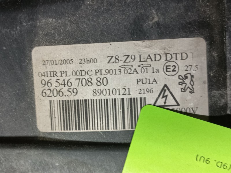 Recambio de faro derecho para peugeot 607 (9d, 9u) 2.7 hdi 24v referencia OEM IAM 620659 9654670880 