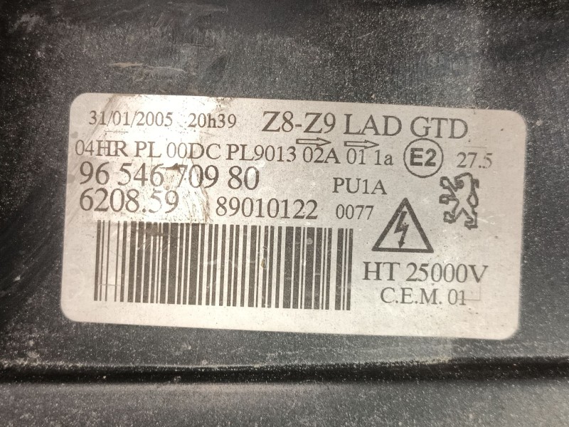 Recambio de faro izquierdo para peugeot 607 (9d, 9u) 2.7 hdi 24v referencia OEM IAM 620859 9654670980 