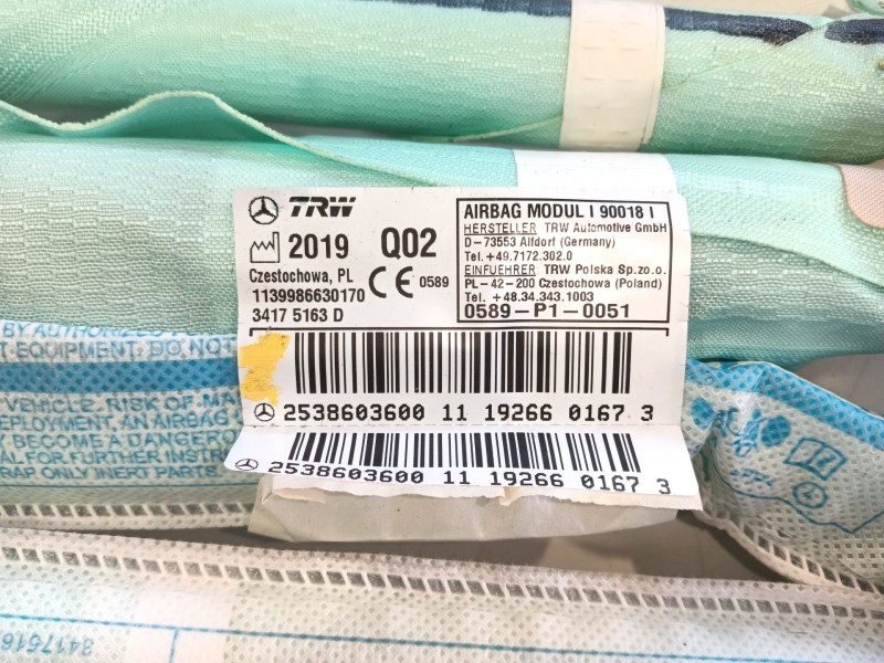 Recambio de airbag cortina delantero derecho para mercedes-benz glc (x253) 200 eq boost 4-matic (253.981) referencia OEM IAM   