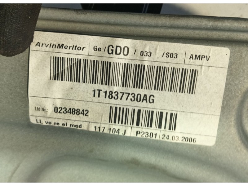 Recambio de elevalunas delantero derecho para volkswagen touran (1t1, 1t2) 1.6 referencia OEM IAM   