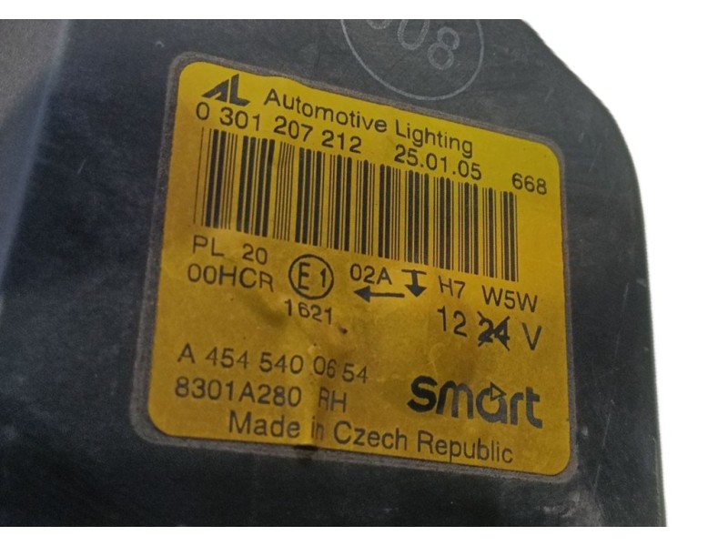 Recambio de faro derecho para smart forfour (454) 1.5 cdi (454.001) referencia OEM IAM 4545401054  