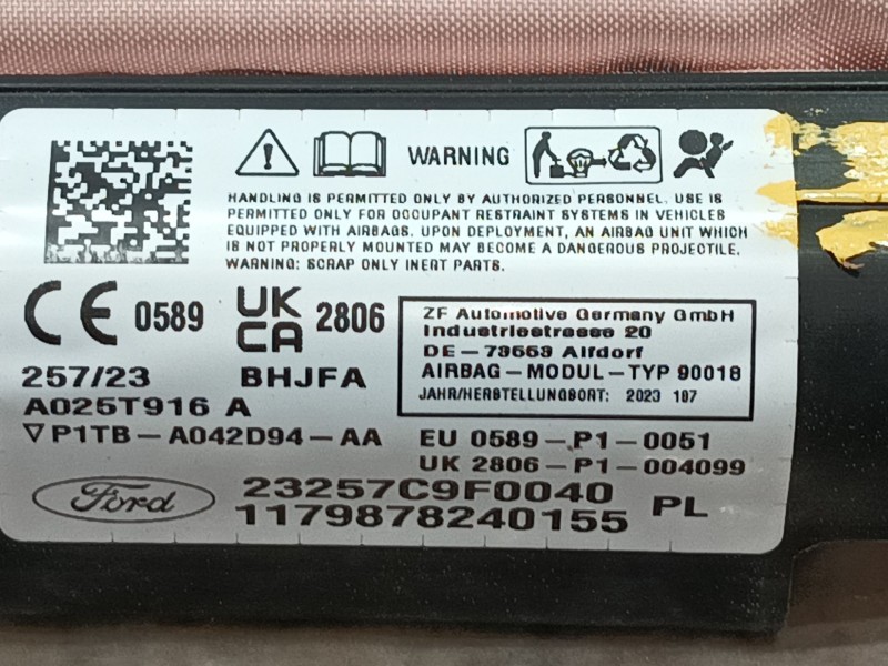 Recambio de airbag cortina delantero derecho para ford puma (j2k, cf7) 1.0 ecoboost referencia OEM IAM   