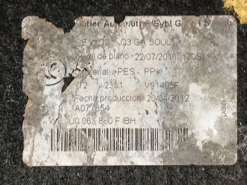 Recambio de tapizado maletero para audi q3 (8ub, 8ug) 2.0 tdi quattro referencia OEM IAM 8U0863879JIBH 8U0863880FIBH 