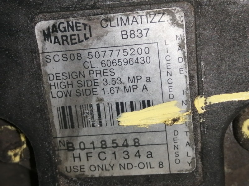 Recambio de compresor aire acondicionado para fiat bravo (182) jtd 105 / 100 sx referencia OEM IAM 507775200 606596430 HFC134A