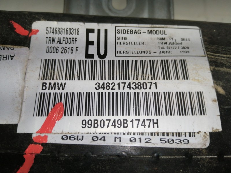 Recambio de airbag lateral delantero derecho para bmw serie 3 berlina (e46) 320d referencia OEM IAM 348217438071  