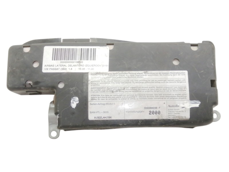 Recambio de airbag lateral delantero derecho para volkswagen passat berlina (3b2) 1.8 referencia OEM IAM 019DZL4H150K  