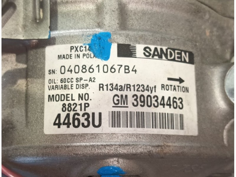 Recambio de compresor aire acondicionado para opel astra k (b16) 1.4 turbo (68) referencia OEM IAM 95529062 / 39157292  