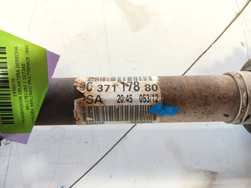 Recambio de transmision delantera derecha para citroën berlingo multispace (b9) 1.6 hdi 110 referencia OEM IAM 9812781280 / 3273