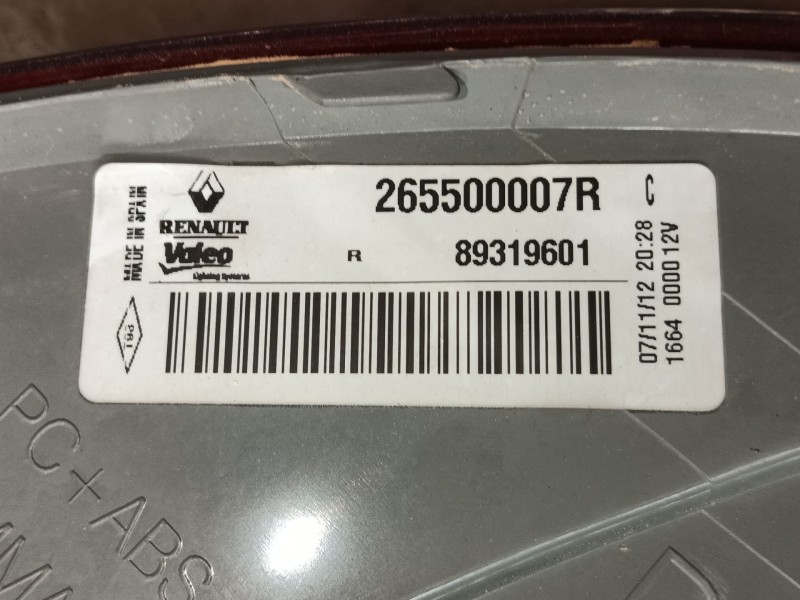 Recambio de piloto trasero derecho para renault megane iii hatchback (bz0/1_, b3_) 1.5 dci (bz0c) referencia OEM IAM 265500007R 