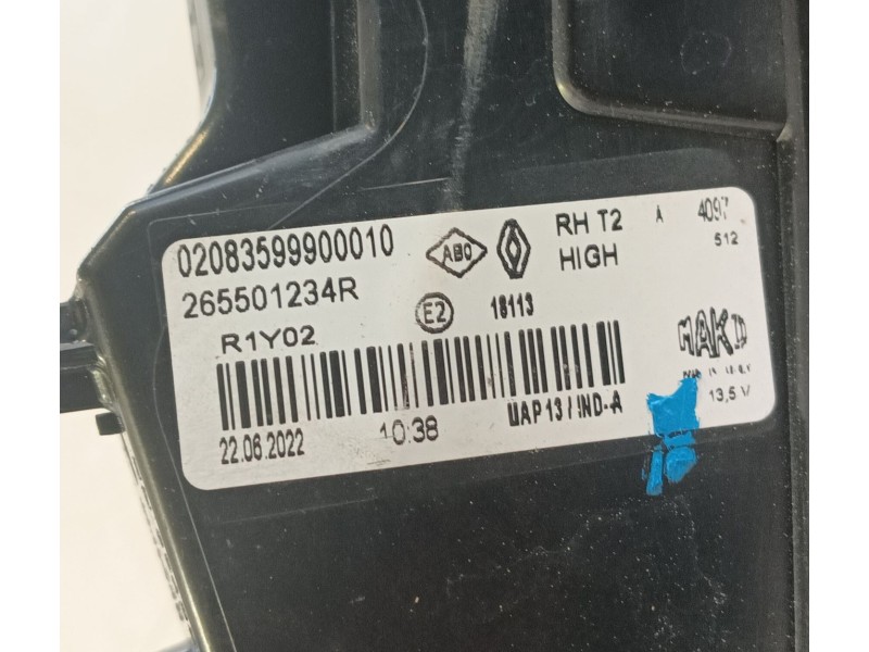 Recambio de piloto trasero derecho interior para renault captur ii (hf_) tce 140 (hfn0) referencia OEM IAM 265501234R  