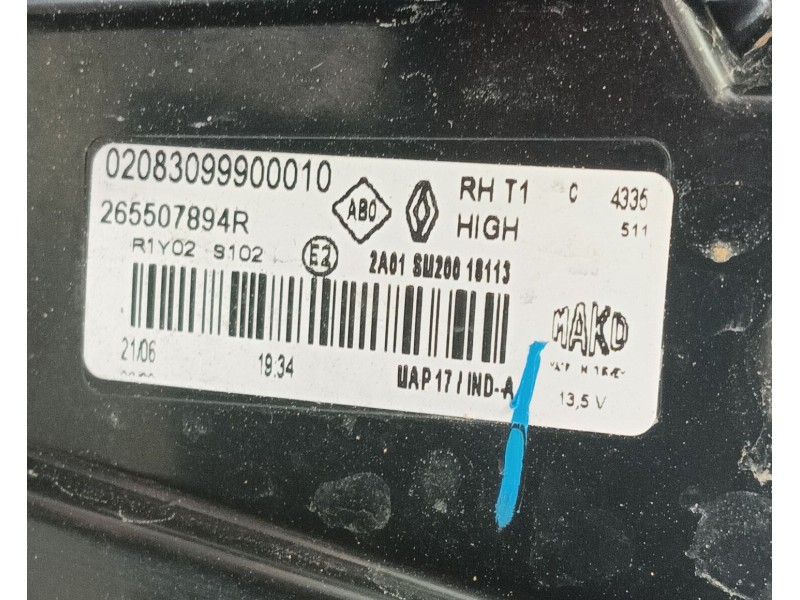 Recambio de piloto trasero derecho para renault captur ii (hf_) tce 140 (hfn0) referencia OEM IAM 265507894R  