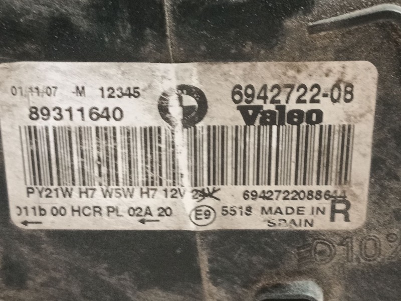 Recambio de faro derecho para bmw 3 (e90) 320 d referencia OEM IAM 63116942722 89311640 