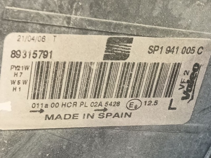Recambio de faro izquierdo para seat altea (5p1) 1.9 tdi referencia OEM IAM 5P1941005E  