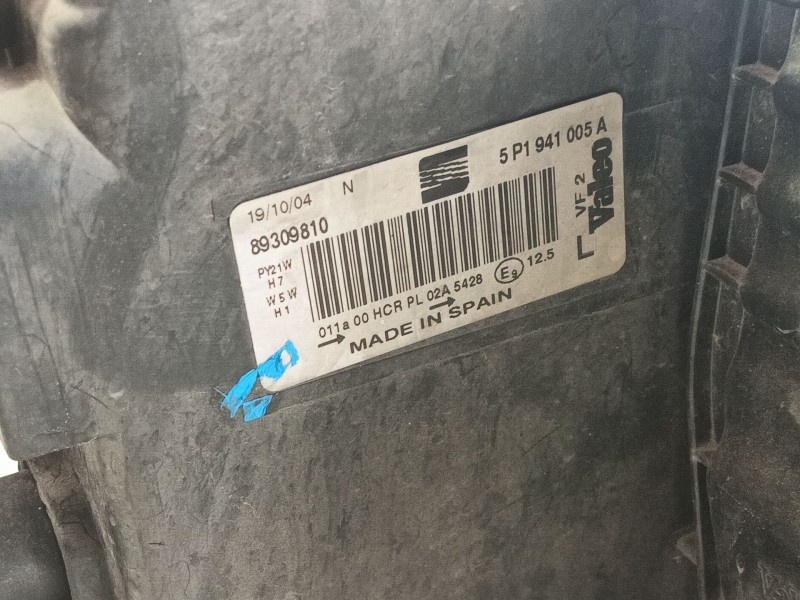 Recambio de faro izquierdo para seat altea (5p1) 1.9 tdi referencia OEM IAM 5P1941005E  