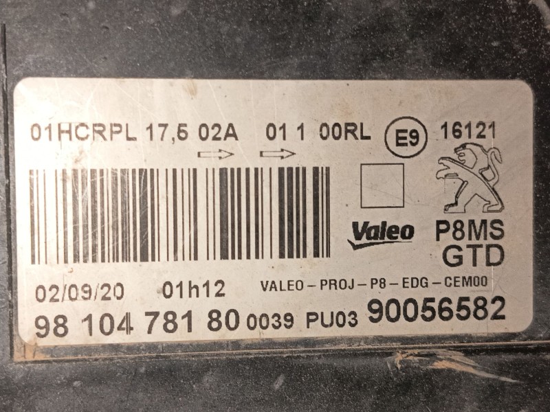 Recambio de faro izquierdo para peugeot 3008 ii suv (mc_, mr_, mj_, m4_) 1.5 bluehdi 130 referencia OEM IAM 1616878180  