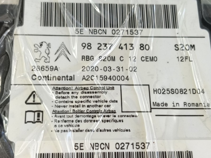 Recambio de centralita airbag para opel corsa f (p2jo) corsa-e (68) referencia OEM IAM  9823741380 