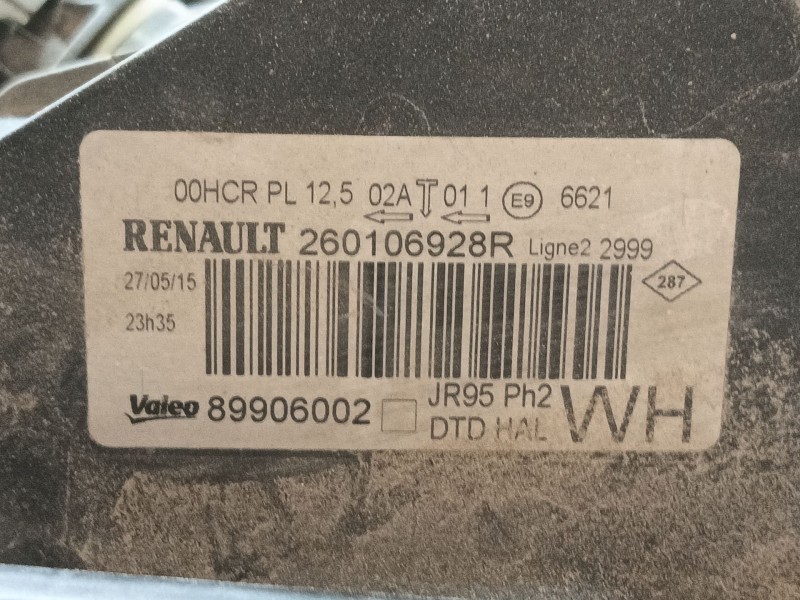 Recambio de faro derecho para renault scénic iii (jz0/1_) 1.5 dci referencia OEM IAM 260108250R  