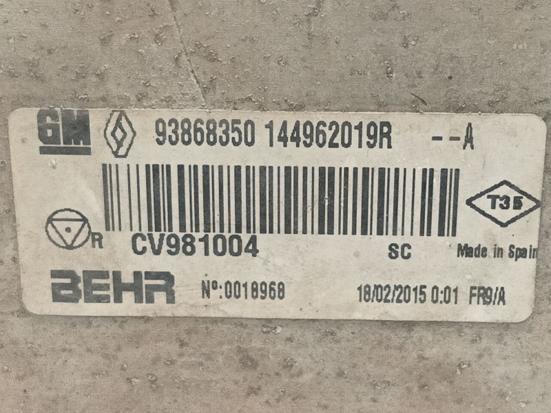 Recambio de intercooler para opel vivaro b furgoneta (x82) 1.6 cdti (05) referencia OEM IAM 93868350  