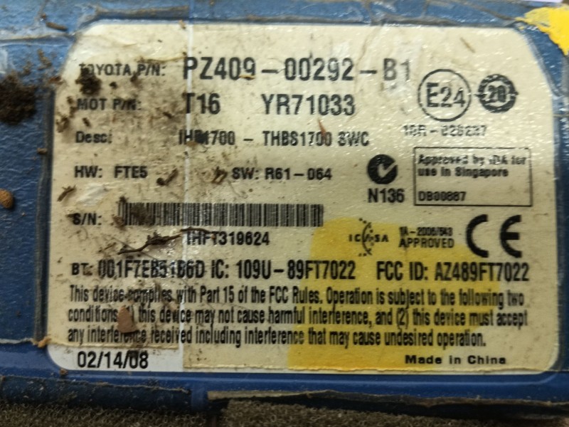 Recambio de modulo electronico para toyota yaris (_p9_) 1.3 vvt-i (scp90_) referencia OEM IAM PZ40900292B1  