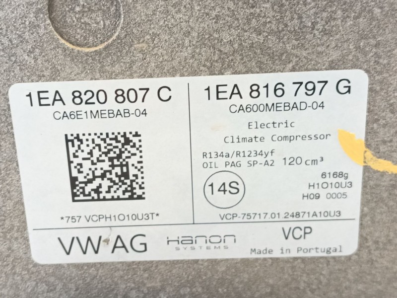 Recambio de compresor aire acondicionado para volkswagen id.4 (e21) pro eléctrico referencia OEM IAM 1EA820807C  