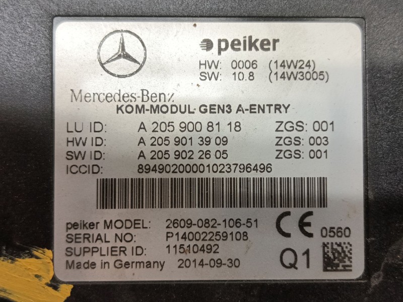 Recambio de modulo electronico para mercedes-benz clase c (w205) c 180 bluetec / d (205.036) referencia OEM IAM   