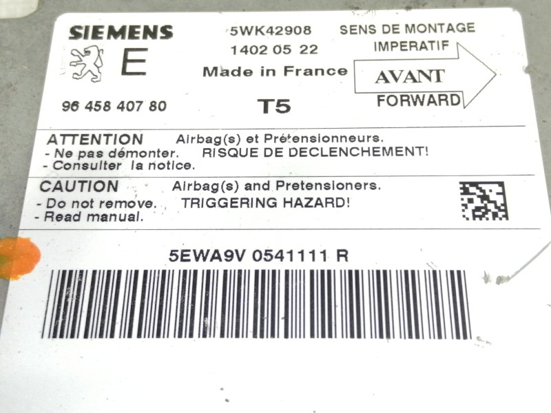 Recambio de centralita airbag para peugeot 307 break / sw (s1) break xs referencia OEM IAM 9645840780  