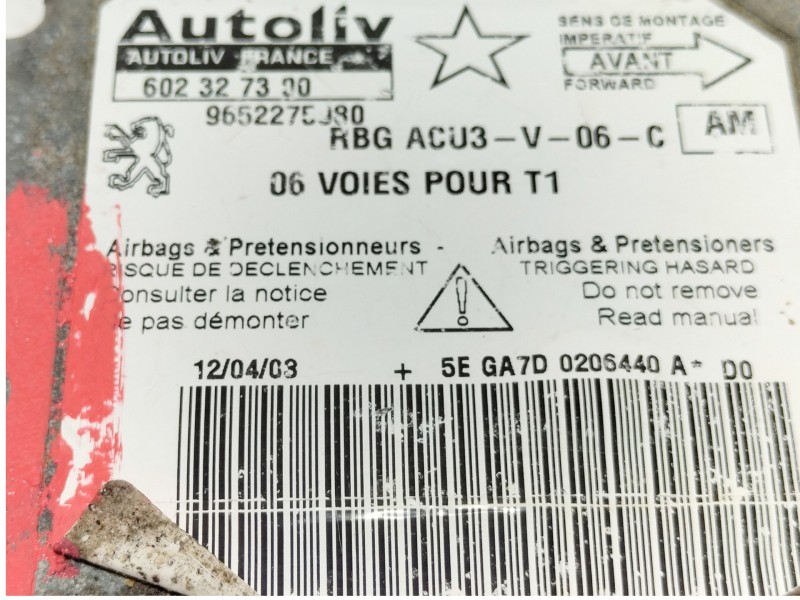 Recambio de centralita airbag para peugeot 206 berlina x-line referencia OEM IAM 9652275980  