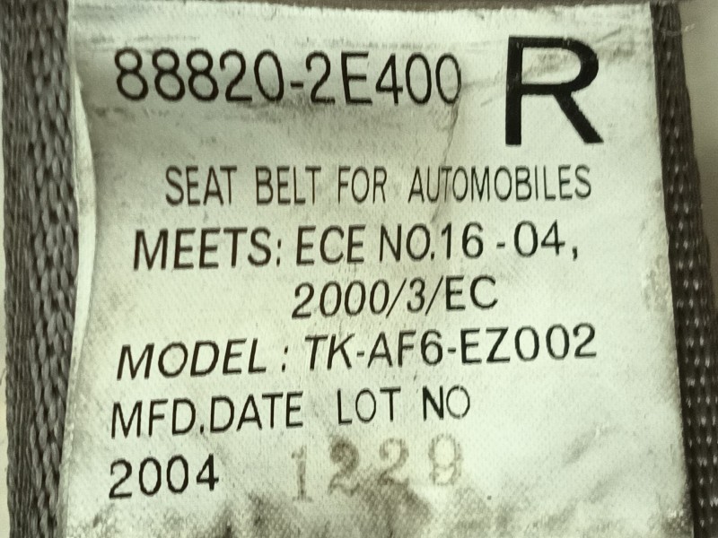 Recambio de cinturon seguridad delantero derecho para hyundai tucson (jm) 2.0 crdi referencia OEM IAM 888202E400DD 888202E400 