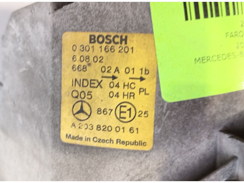 Recambio de faro izquierdo para mercedes-benz clase c (w203) c 220 cdi (203.006) referencia OEM IAM 2038200161  