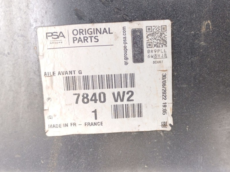 Recambio de aleta delantera izquierda para peugeot partner tepee 1.6 hdi 90 referencia OEM IAM  7840W2 