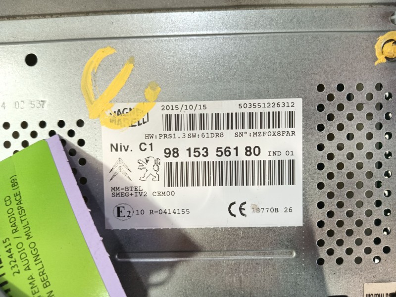 Recambio de sistema audio / radio cd para citroën berlingo multispace (b9) 1.6 bluehdi 120 referencia OEM IAM   