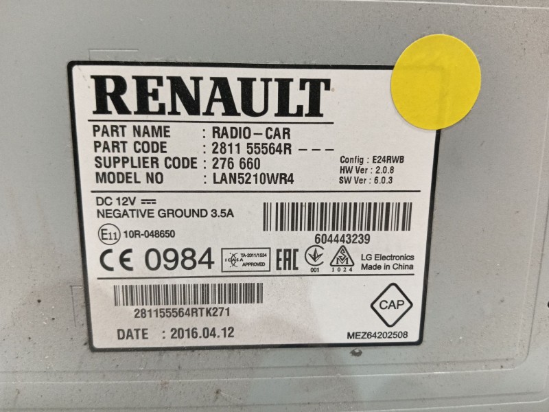 Recambio de sistema audio / radio cd para renault clio iv (bh_) 1.5 dci 90 referencia OEM IAM   